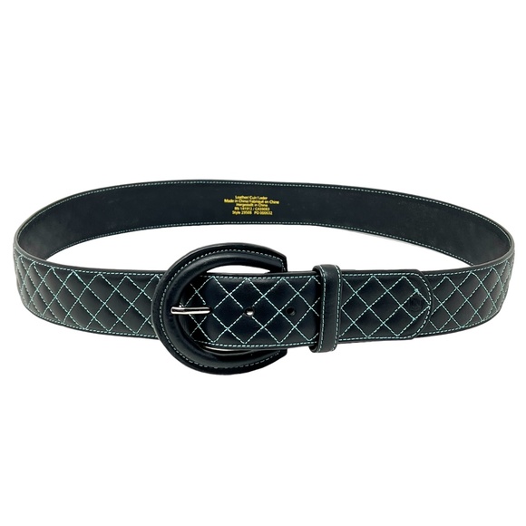 Noble Outfitters Equestrian Classic Quilted Belt Black w/Blue Stitching  sz XL main image 10